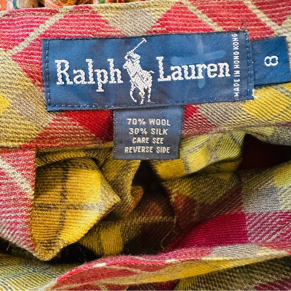 Vintage ‘80s Ralph Lauren Paisley Pleats Fringes Wool Silk Slip Pockets Size 8 - Picture 13 of 16